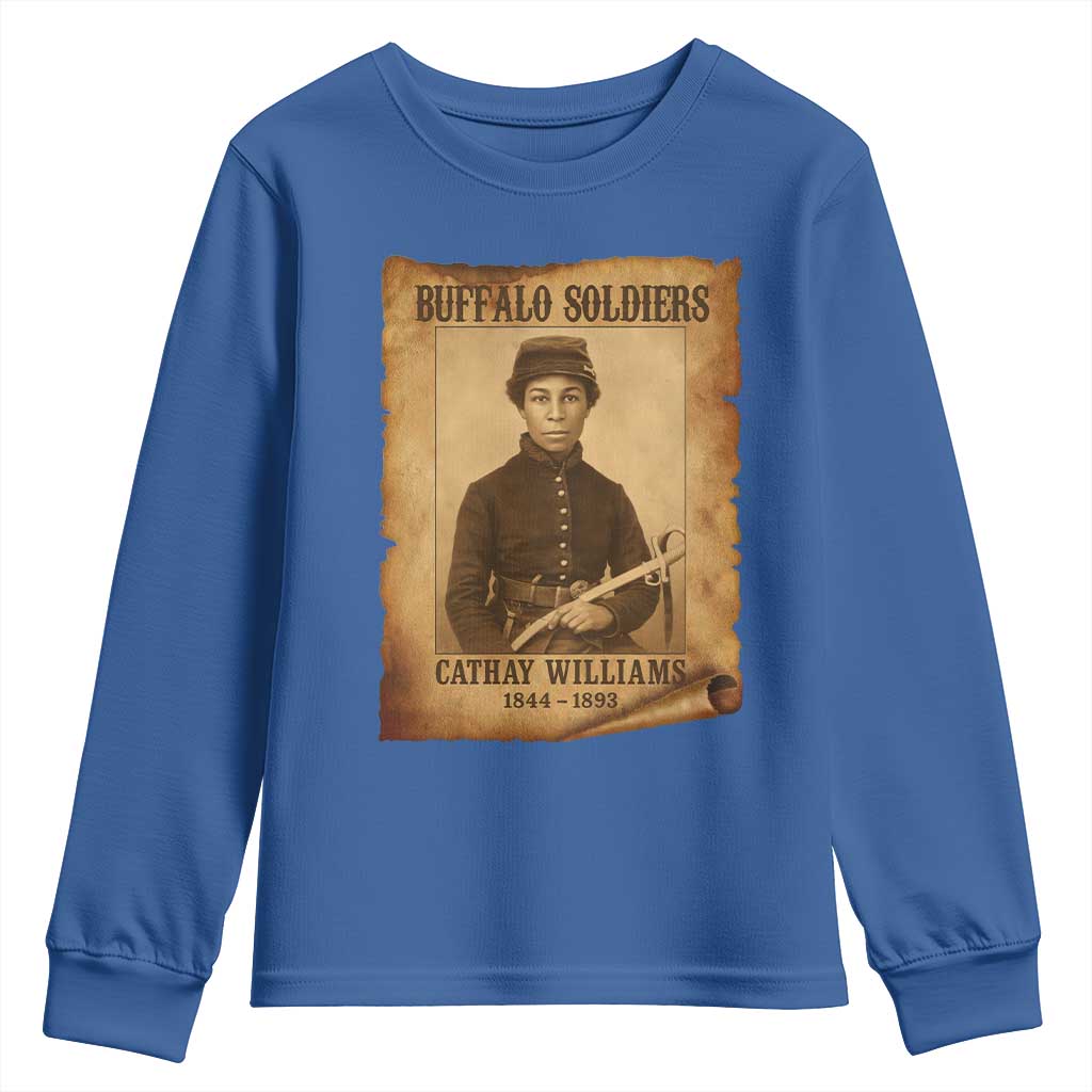 Cathay Williams Youth Sweatshirt Buffalo Soldier First African American Female Soldier TS10 Royal Blue Print Your Wear