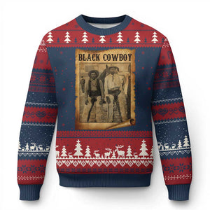 Black Cowboys Ugly Christmas Sweater Vintage African American Western Black History TS10 Navy Red Print Your Wear