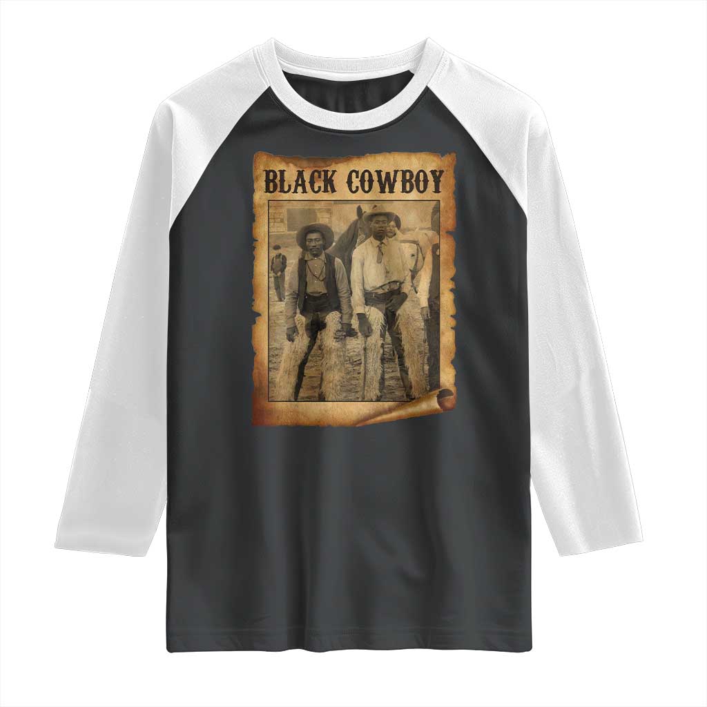 Black Cowboys Raglan Shirt Vintage African American Western Black History TS10 Black White Print Your Wear