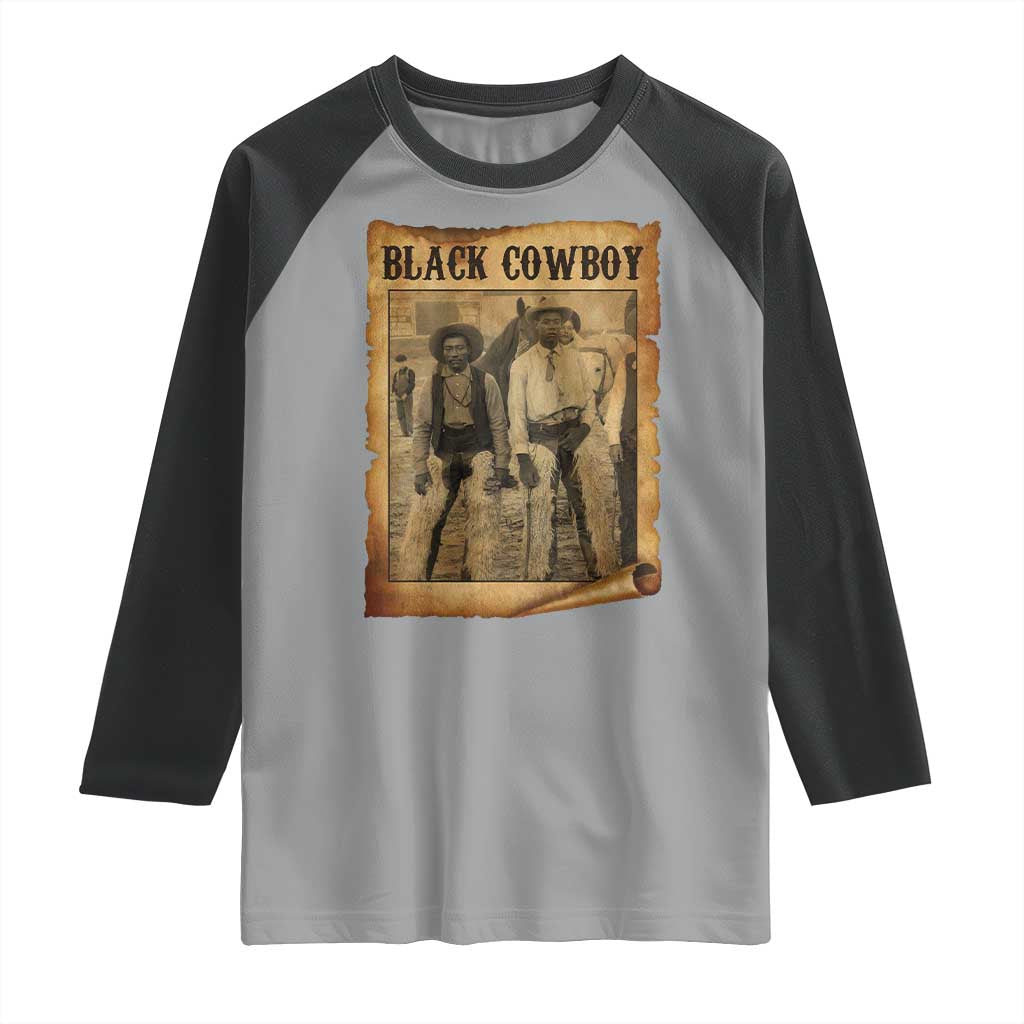 Black Cowboys Raglan Shirt Vintage African American Western Black History TS10 Sport Gray Black Print Your Wear