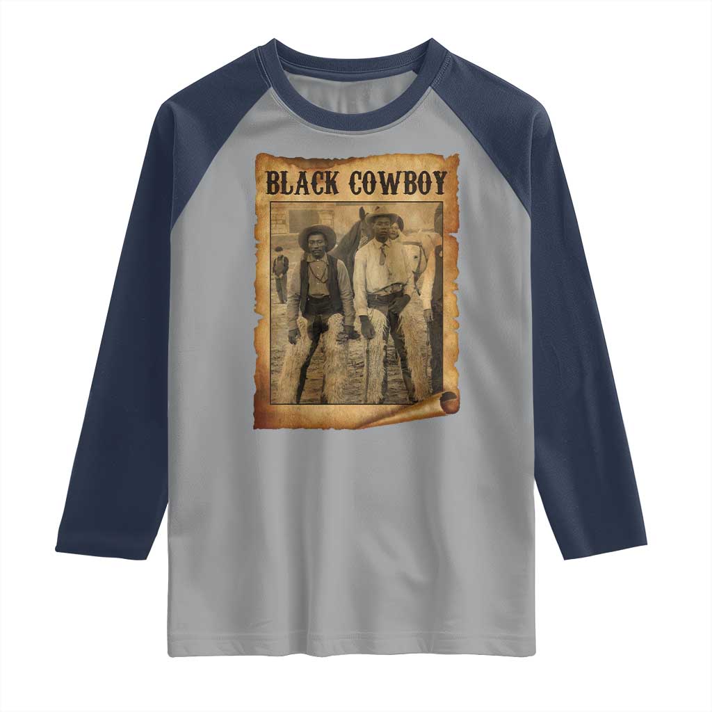 Black Cowboys Raglan Shirt Vintage African American Western Black History TS10 Sport Gray Navy Print Your Wear
