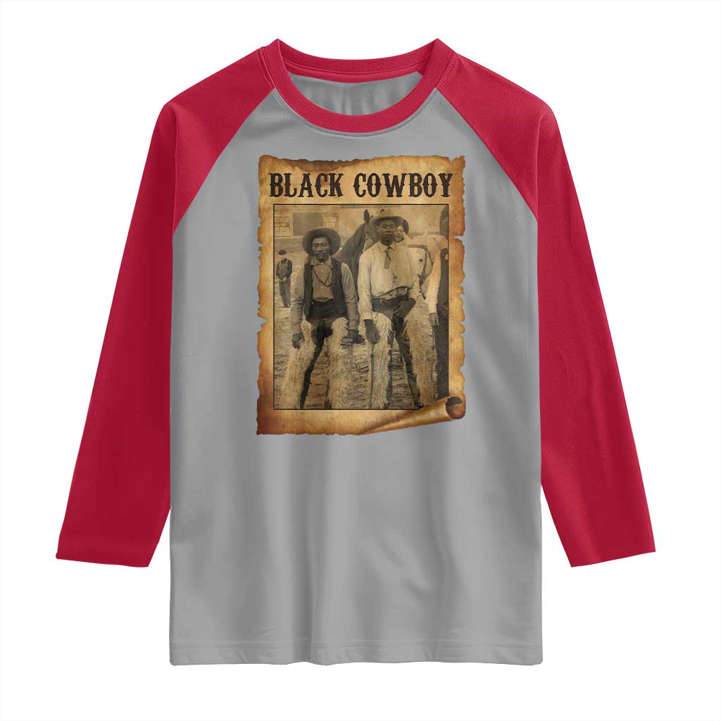 Black Cowboys Raglan Shirt Vintage African American Western Black History TS10 Sport Gray Red Print Your Wear