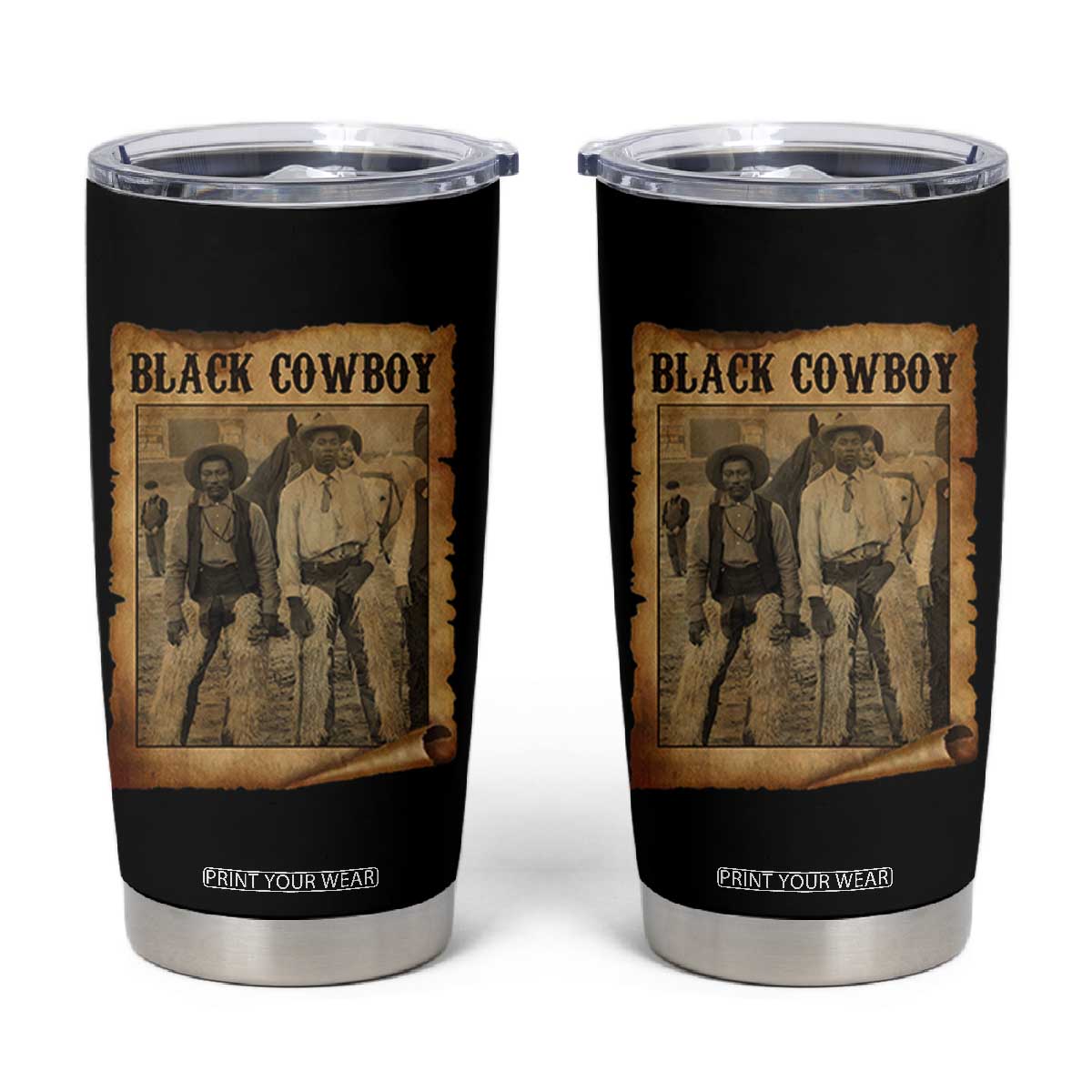 Black Cowboys Tumbler Cup Vintage African American Western Black History TS10 Black Print Your Wear