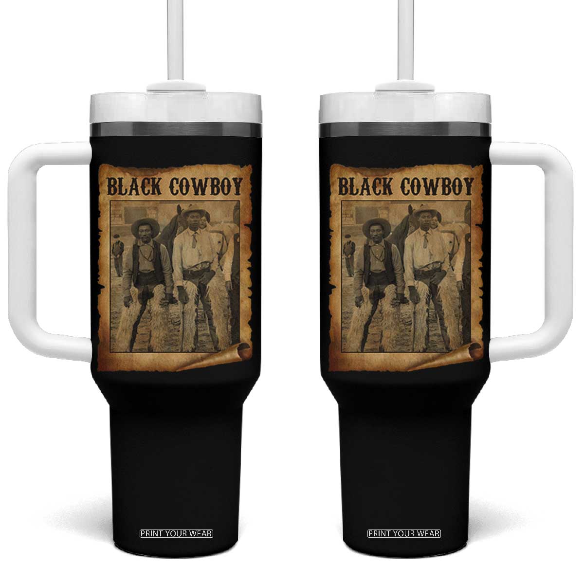 Black Cowboys Tumbler With Handle Vintage African American Western Black History TS10 One Size: 40 oz Black Print Your Wear