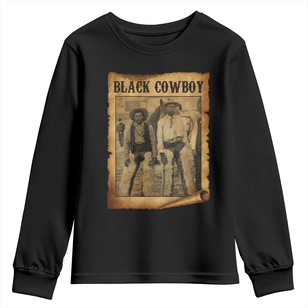 Black Cowboys Youth Sweatshirt Vintage African American Western Black History TS10 Black Print Your Wear