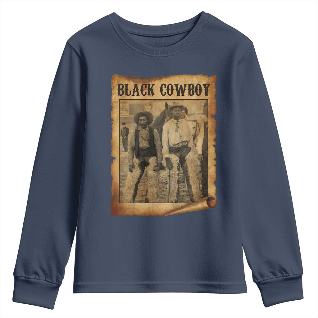 Black Cowboys Youth Sweatshirt Vintage African American Western Black History TS10 Navy Print Your Wear