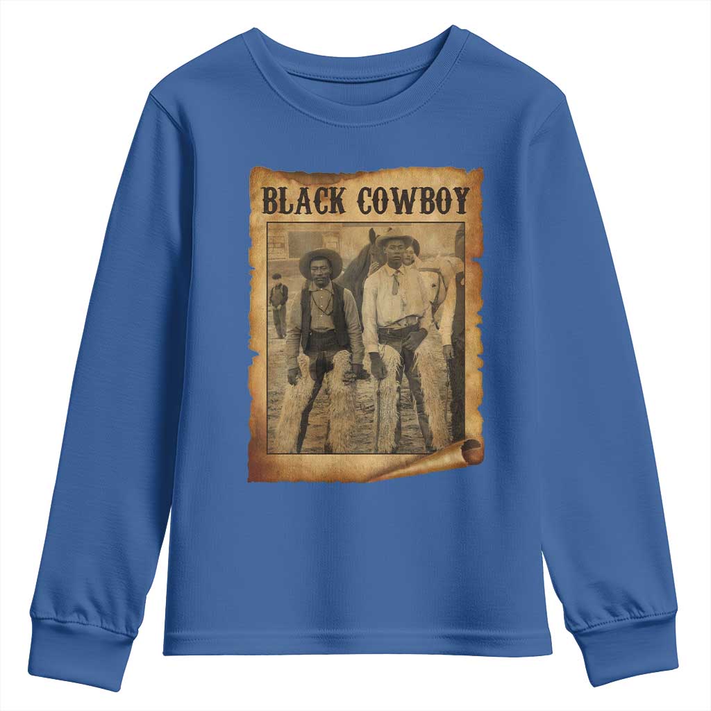 Black Cowboys Youth Sweatshirt Vintage African American Western Black History TS10 Royal Blue Print Your Wear