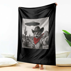 Vintage UFO Cowboy Cat Throw Blanket Retro 90s Western Rodeo Kitten Cat Selfie With Alien UFO TS10 Print Your Wear