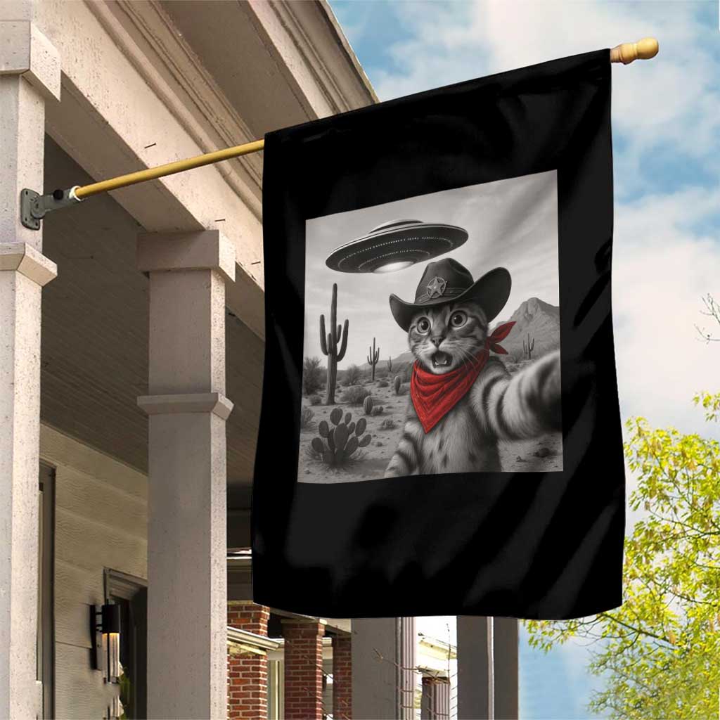 Vintage UFO Cowboy Cat Garden Flag Retro 90s Western Rodeo Kitten Cat Selfie With Alien UFO TS10 Print Your Wear
