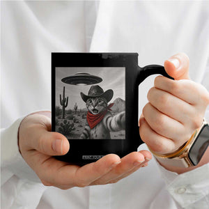 Vintage UFO Cowboy Cat Coffee Mug Retro 90s Western Rodeo Kitten Cat Selfie With Alien UFO TS10 Print Your Wear