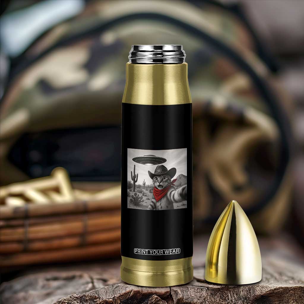 Vintage UFO Cowboy Cat Bullet Tumbler Retro 90s Western Rodeo Kitten Cat Selfie With Alien UFO TS10 Print Your Wear