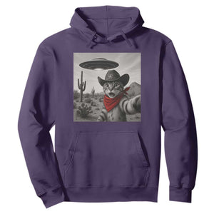 Vintage UFO Cowboy Cat Hoodie Retro 90s Western Rodeo Kitten Cat Selfie With Alien UFO TS10 Purple Print Your Wear