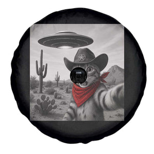 Vintage UFO Cowboy Cat Spare Tire Cover Retro 90s Western Rodeo Kitten Cat Selfie With Alien UFO TS10 Print Your Wear