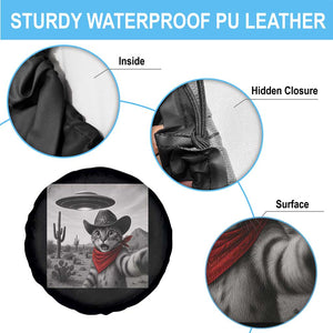 Vintage UFO Cowboy Cat Spare Tire Cover Retro 90s Western Rodeo Kitten Cat Selfie With Alien UFO TS10 Print Your Wear