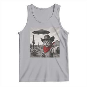 Vintage UFO Cowboy Cat Tank Top Retro 90s Western Rodeo Kitten Cat Selfie With Alien UFO TS10 Athletic Heather Print Your Wear