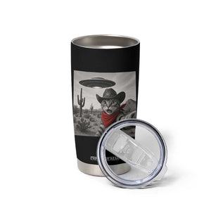 Vintage UFO Cowboy Cat Tumbler Cup Retro 90s Western Rodeo Kitten Cat Selfie With Alien UFO TS10 Print Your Wear