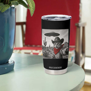 Vintage UFO Cowboy Cat Tumbler Cup Retro 90s Western Rodeo Kitten Cat Selfie With Alien UFO TS10 Print Your Wear