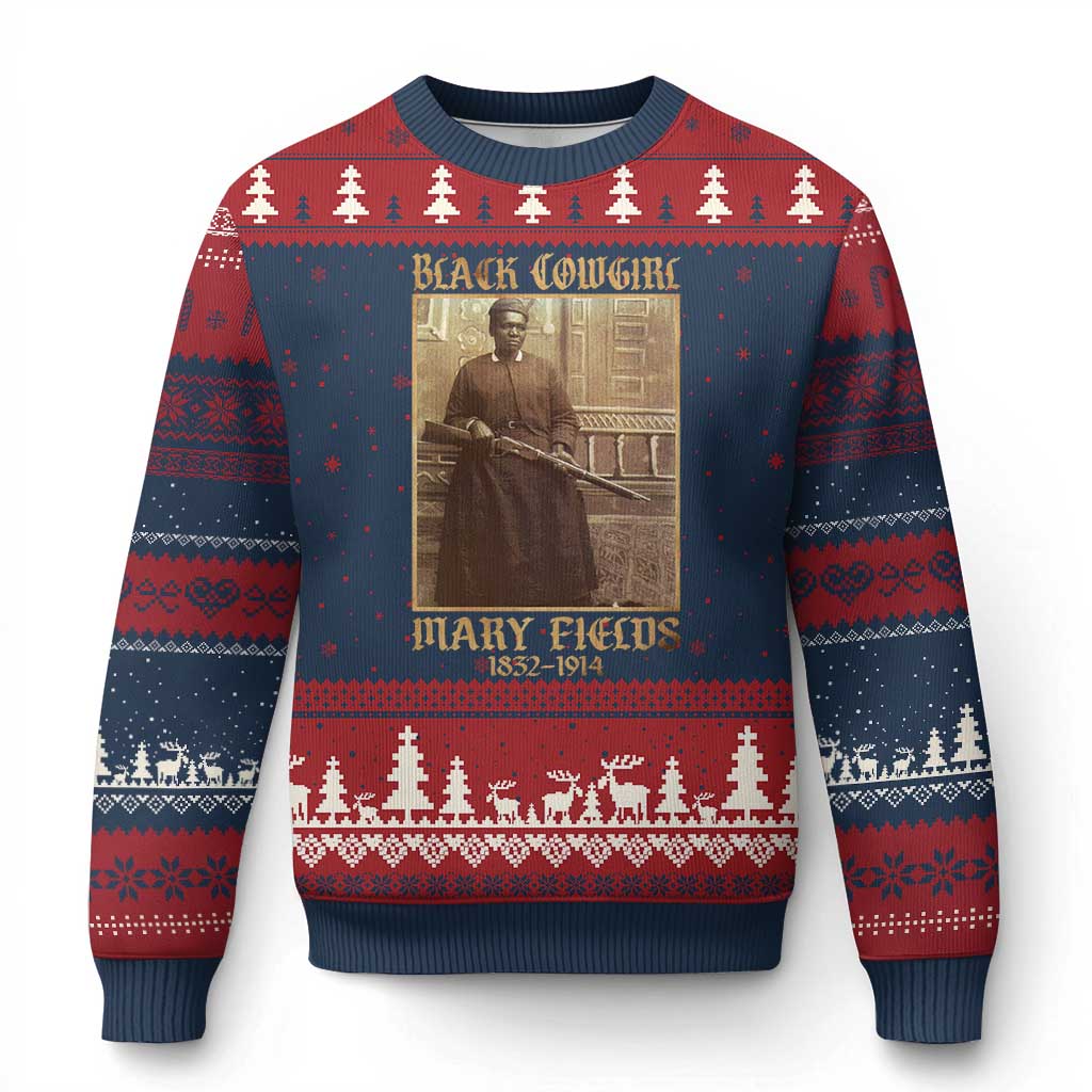 Mary Fields Black Cowgirl Ugly Christmas Sweater Vintage African American Western Black History TS10 Navy Red Print Your Wear