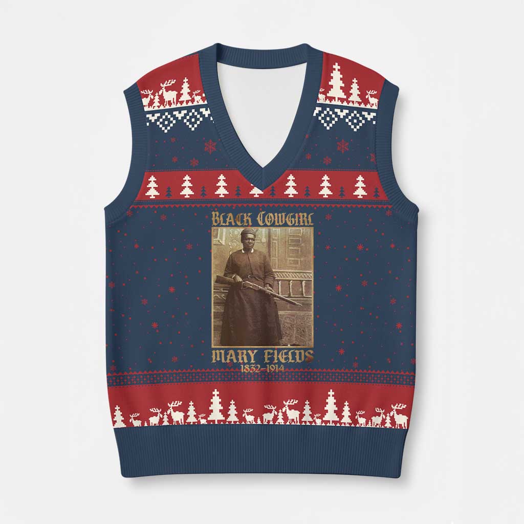Mary Fields Black Cowgirl V-Neck Knit Sweater Vest Vintage African American Western Black History TS10 Navy Red Print Your Wear