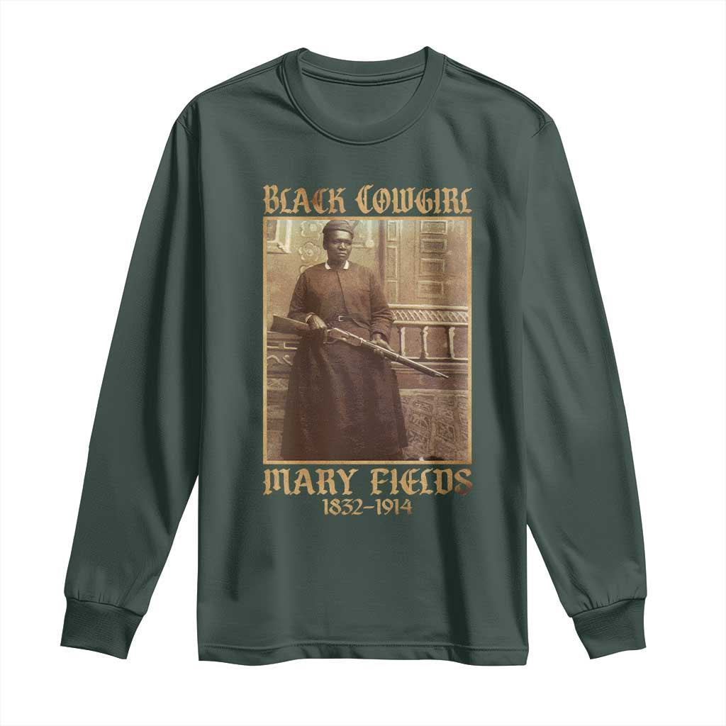 Mary Fields Black Cowgirl Long Sleeve Shirt Vintage African American Western Black History TS10 Dark Forest Green Print Your Wear