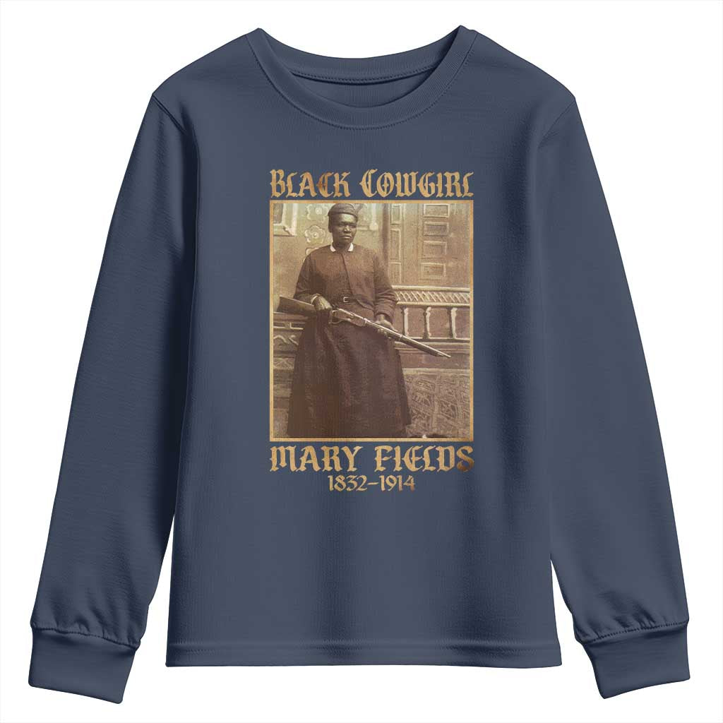 Mary Fields Black Cowgirl Youth Sweatshirt Vintage African American Western Black History TS10 Navy Print Your Wear