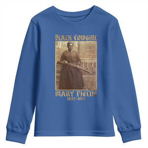 Mary Fields Black Cowgirl Youth Sweatshirt Vintage African American Western Black History TS10 Royal Blue Print Your Wear