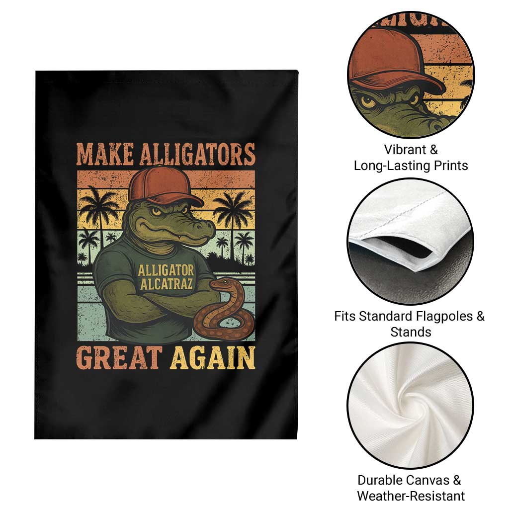 Retro Alligator Alcatraz Garden Flag Funny Florida Everglades Dark Humor TS10 Print Your Wear
