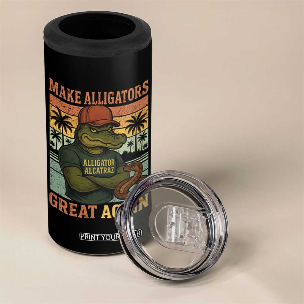 Retro Alligator Alcatraz 4 in 1 Can Cooler Tumbler Funny Florida Everglades Dark Humor TS10 Print Your Wear