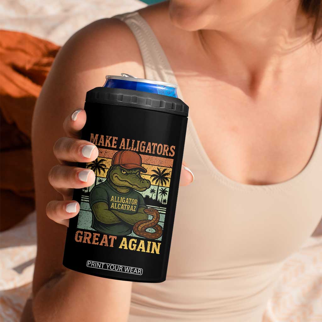 Retro Alligator Alcatraz 4 in 1 Can Cooler Tumbler Funny Florida Everglades Dark Humor TS10 Print Your Wear