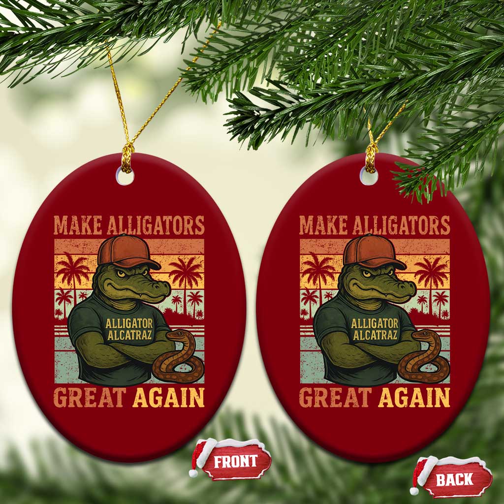 Retro Alligator Alcatraz Ceramic Ornament Funny Florida Everglades Dark Humor TS10 Print Your Wear