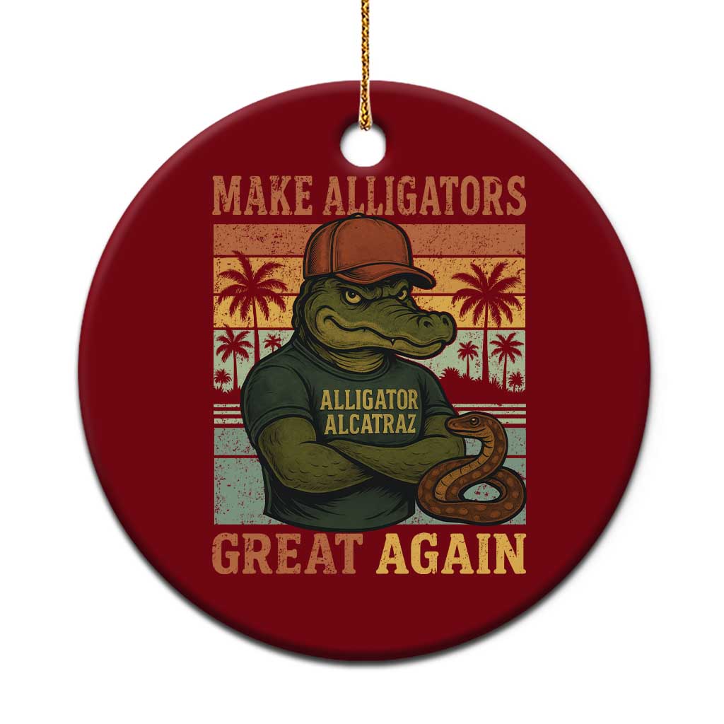 Retro Alligator Alcatraz Ceramic Ornament Funny Florida Everglades Dark Humor TS10 1pc Red Print Your Wear