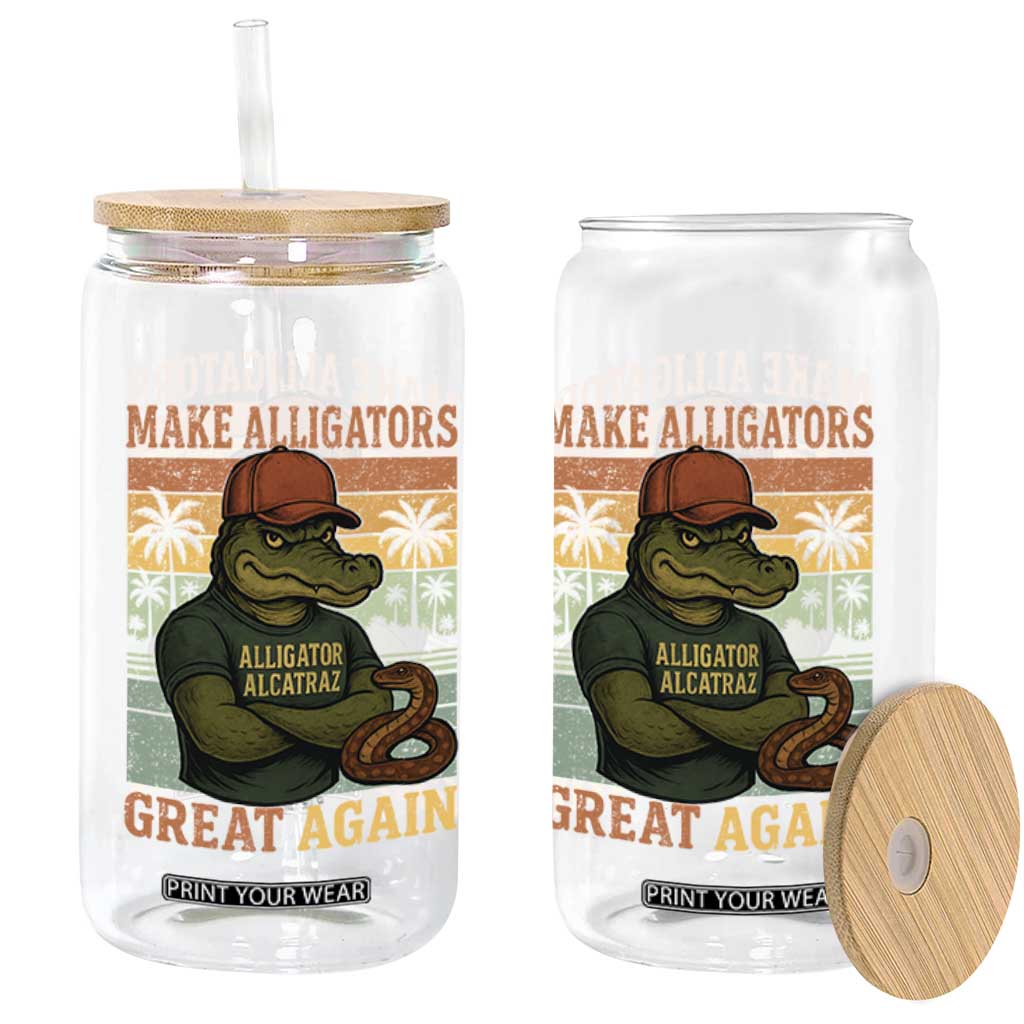 Retro Alligator Alcatraz Glass Can Funny Florida Everglades Dark Humor TS10 Print Your Wear