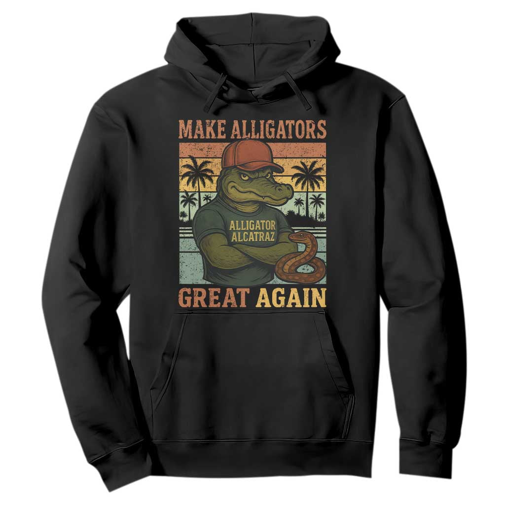 Retro Alligator Alcatraz Hoodie Funny Florida Everglades Dark Humor TS10 Black Print Your Wear