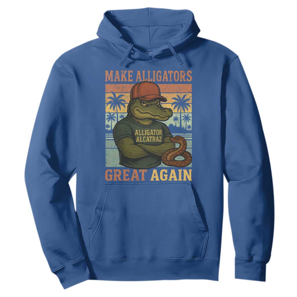 Retro Alligator Alcatraz Hoodie Funny Florida Everglades Dark Humor TS10 Royal Blue Print Your Wear