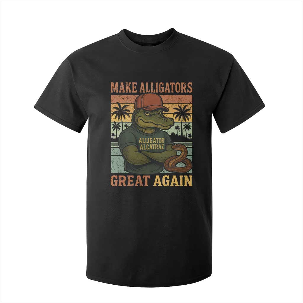Retro Alligator Alcatraz T Shirt For Kid Funny Florida Everglades Dark Humor TS10 Black Print Your Wear