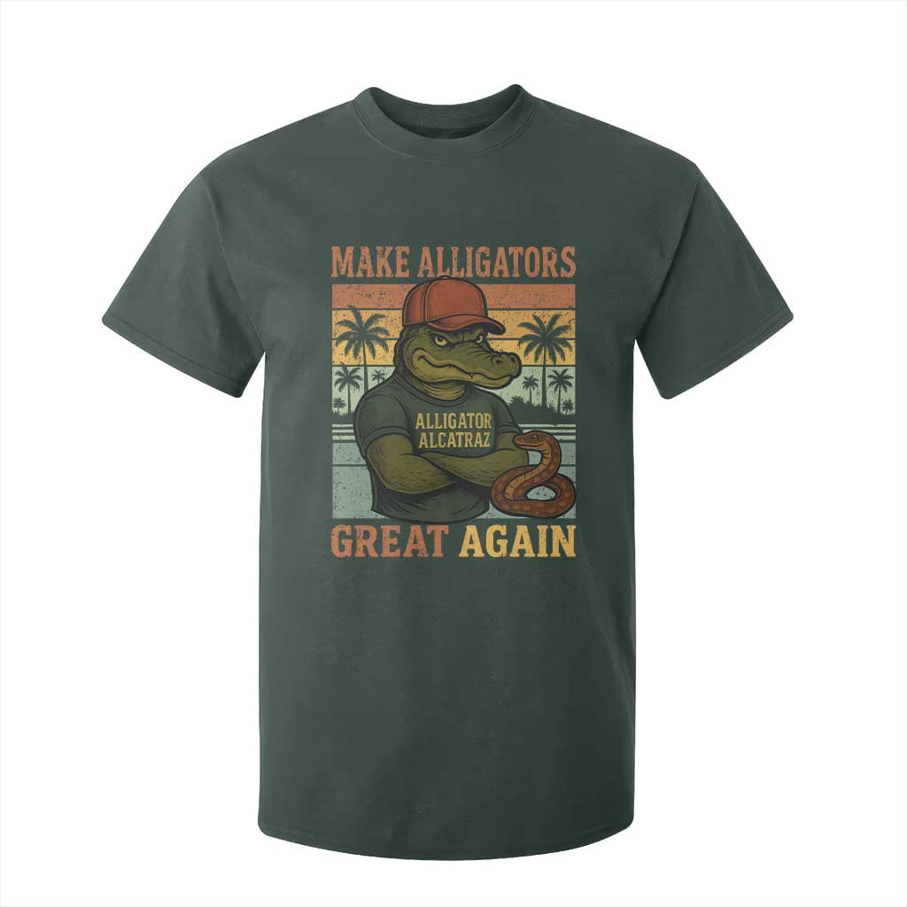 Retro Alligator Alcatraz T Shirt For Kid Funny Florida Everglades Dark Humor TS10 Dark Forest Green Print Your Wear