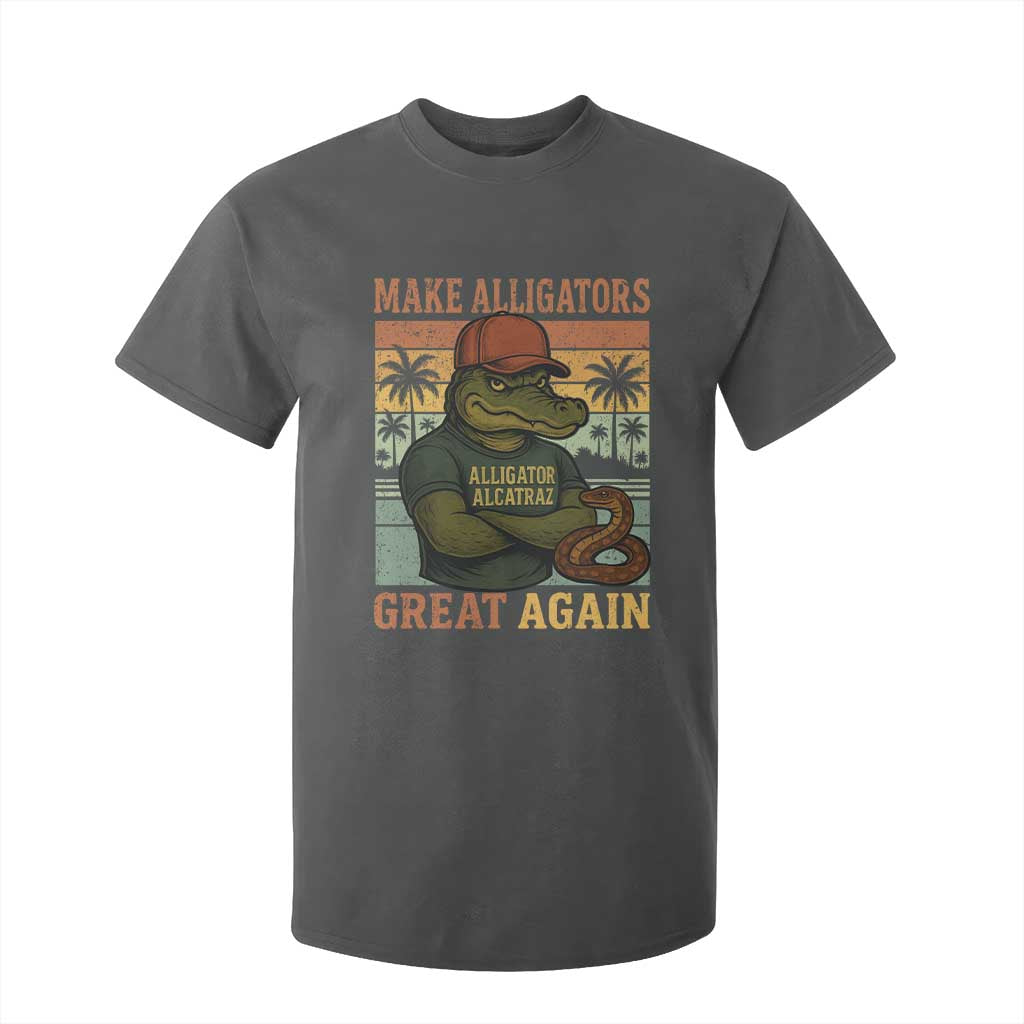 Retro Alligator Alcatraz T Shirt For Kid Funny Florida Everglades Dark Humor TS10 Dark Heather Print Your Wear