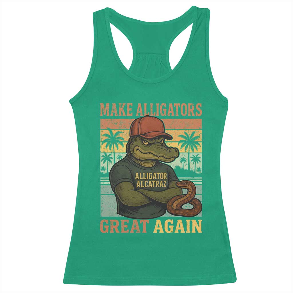 Retro Alligator Alcatraz Racerback Tank Top Funny Florida Everglades Dark Humor TS10 Irish Green Print Your Wear
