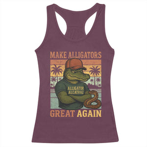 Retro Alligator Alcatraz Racerback Tank Top Funny Florida Everglades Dark Humor TS10 Maroon Print Your Wear