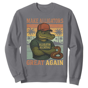 Retro Alligator Alcatraz Sweatshirt Funny Florida Everglades Dark Humor TS10 Charcoal Print Your Wear