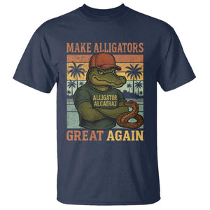 Retro Alligator Alcatraz T Shirt Funny Florida Everglades Dark Humor TS10 Navy Print Your Wear