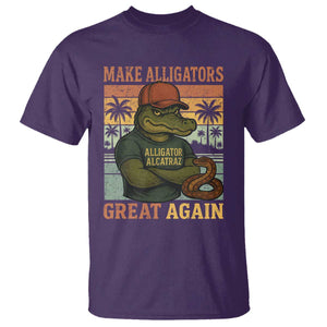 Retro Alligator Alcatraz T Shirt Funny Florida Everglades Dark Humor TS10 Purple Print Your Wear