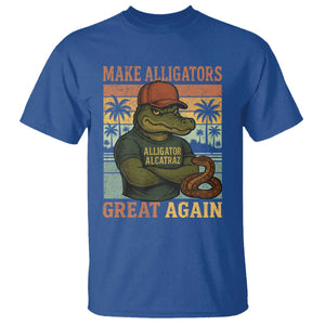 Retro Alligator Alcatraz T Shirt Funny Florida Everglades Dark Humor TS10 Royal Blue Print Your Wear