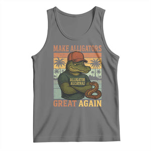 Retro Alligator Alcatraz Tank Top Funny Florida Everglades Dark Humor TS10 Black Heather Print Your Wear