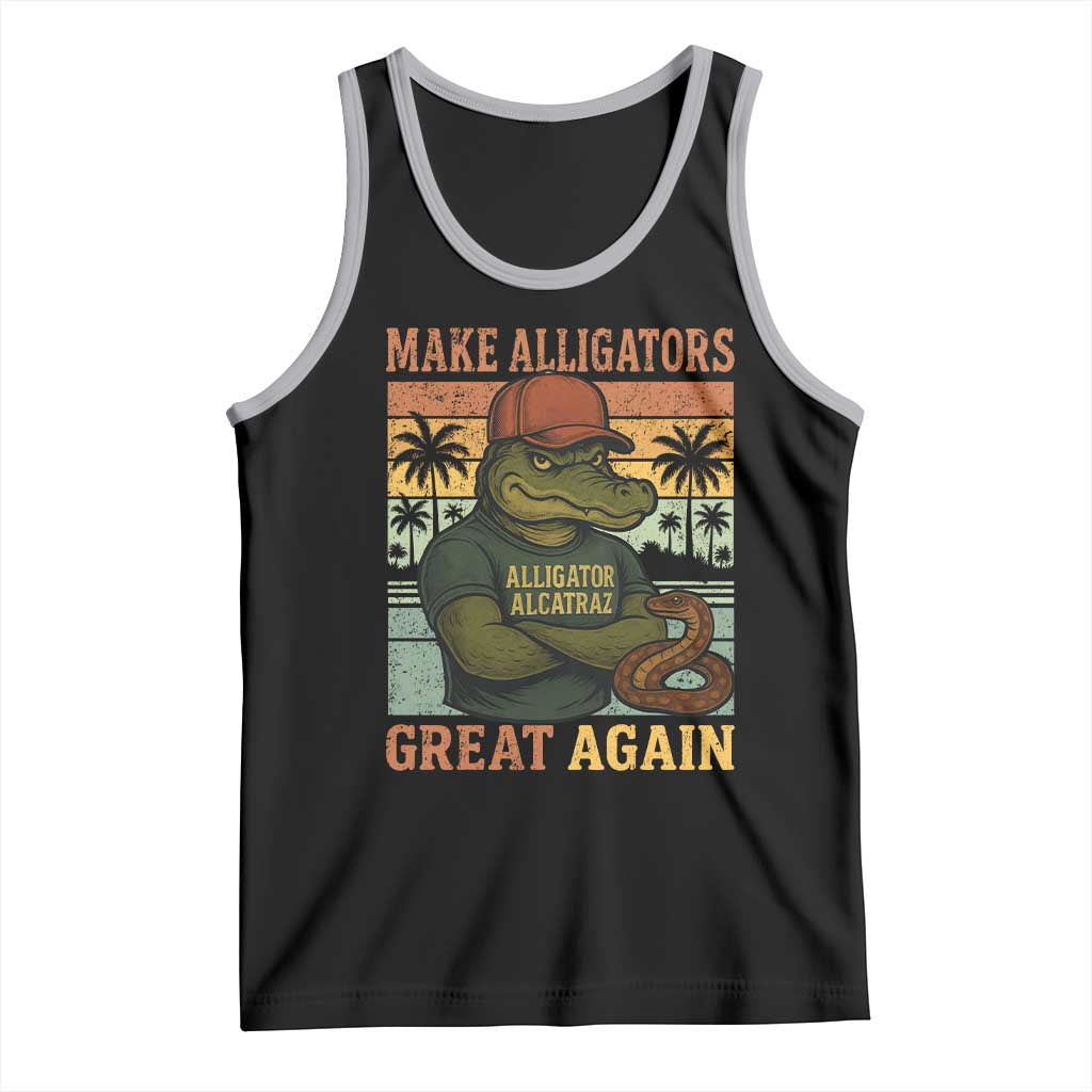 Retro Alligator Alcatraz Tank Top Funny Florida Everglades Dark Humor TS10 Black Athletic Heather Print Your Wear