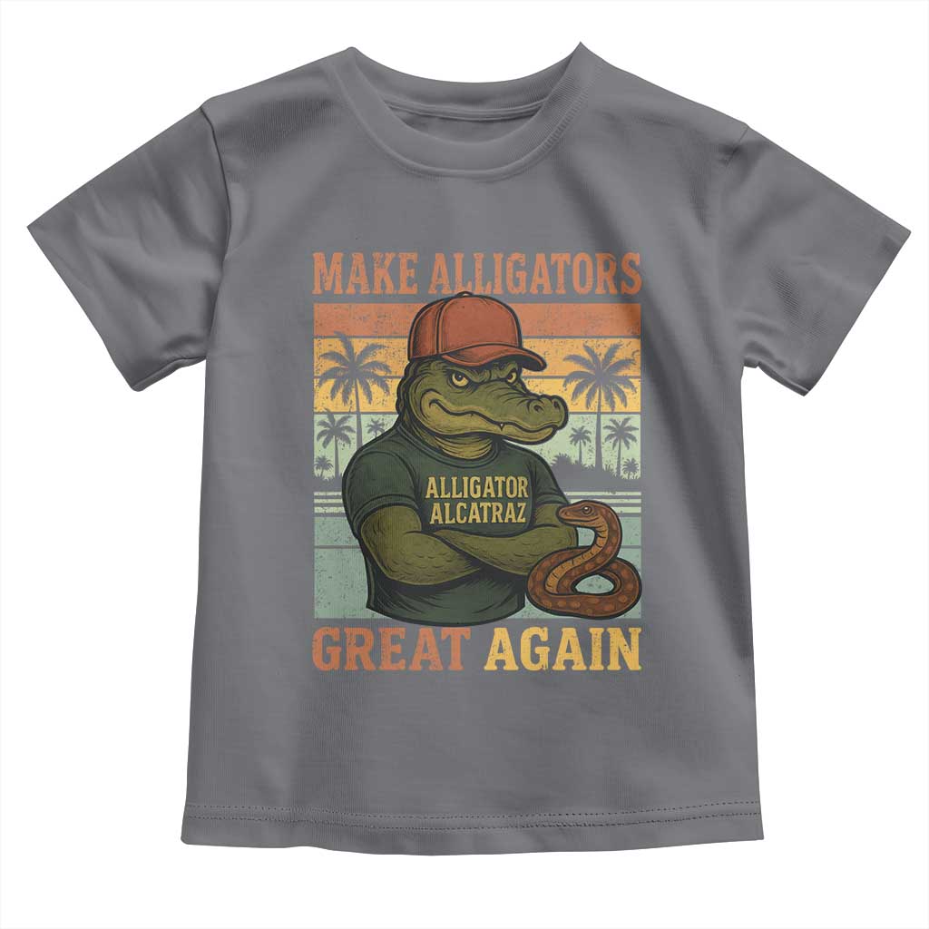 Retro Alligator Alcatraz Toddler T Shirt Funny Florida Everglades Dark Humor TS10 Charcoal Print Your Wear