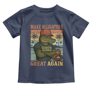 Retro Alligator Alcatraz Toddler T Shirt Funny Florida Everglades Dark Humor TS10 Navy Print Your Wear