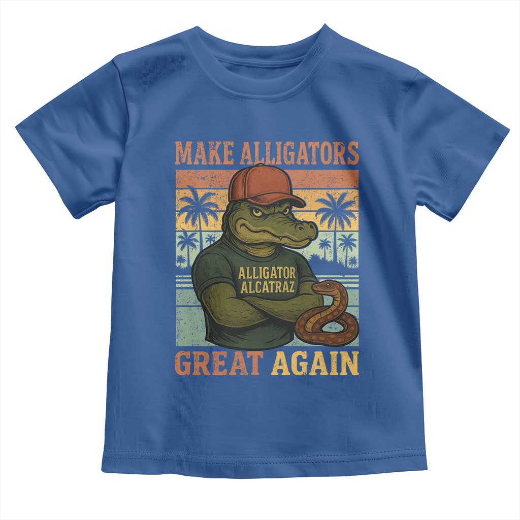 Retro Alligator Alcatraz Toddler T Shirt Funny Florida Everglades Dark Humor TS10 Royal Blue Print Your Wear