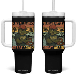 Retro Alligator Alcatraz Tumbler With Handle Funny Florida Everglades Dark Humor TS10 One Size: 40 oz Black Print Your Wear