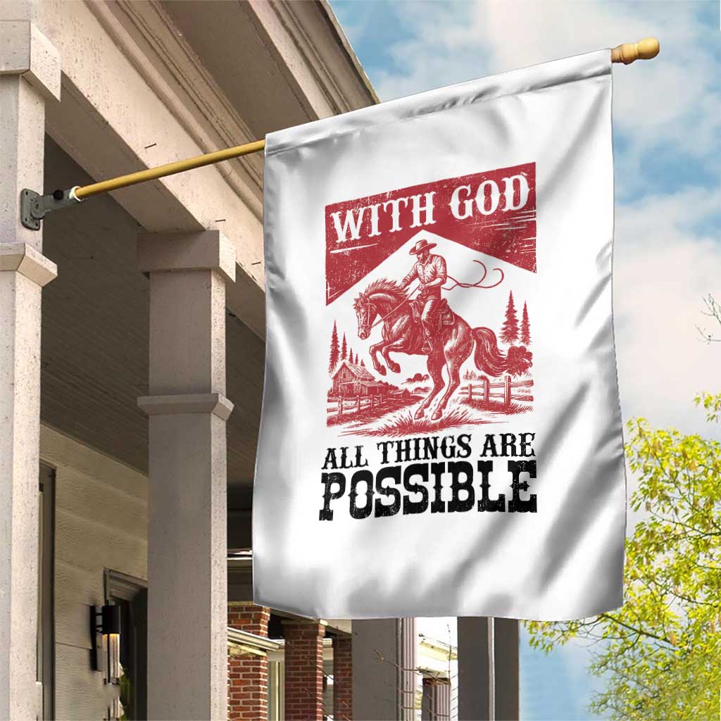 Christian Cowboy Garden Flag Vintage Christian All Things Are Possible Encouraging Bible Verse TS10 Print Your Wear